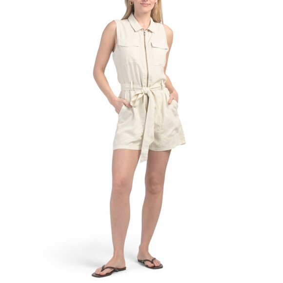 BELLA DAHL Cliff Sleeveless Zip Front Romper
